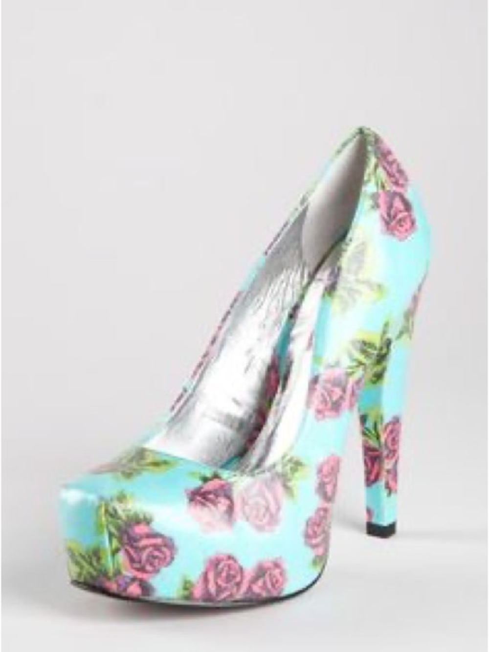Betsey Johnson Meeva Turquoise Rose Platform Pumps Heels Size 7